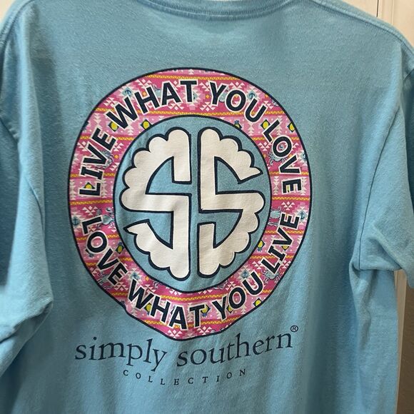 Simply Southern Teal Blue What You Love Graphic Tee Shirt Womens Size L - Picture 4 of 6